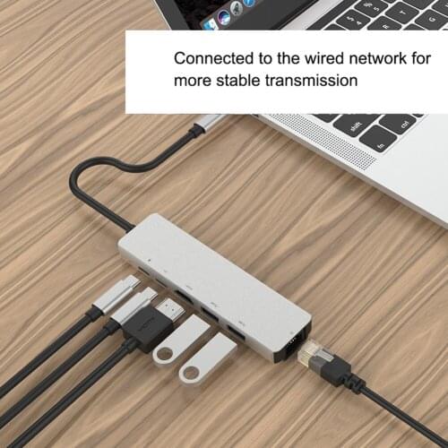 USB C Hub 6 in 1 USB Type C Hub with 4K HDMI-compatible Output USB 3.0 2.0 RJ45 PD Charging USB Expander Computer Accessories