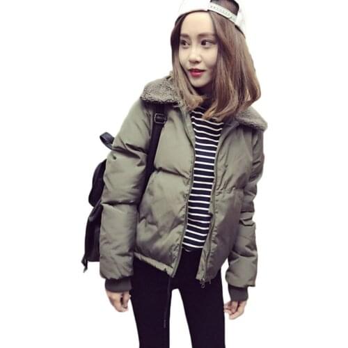 Green Women Parkas Winter New Harajuku Down Cotton Ladies Jackets Pad Short Cotton Women Winter Jackets