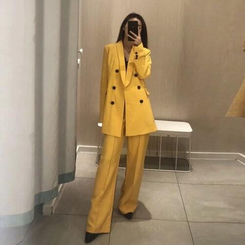 HStar Women Chic Purple Blazer Double Breasted Long Sleeve Office Wear Coat Solid Female Casual Outerwear Tops