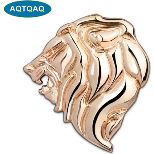 1Pcs 3D Metal Lion Head Car Side Fender Rear Trunk Emblem Badge Sticker Decals for JEEP Dodge BMW Mustang Volvo Jaguar