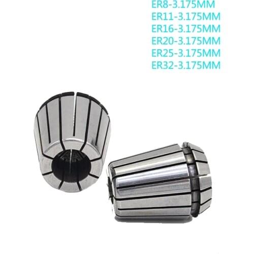 1pc ER8 ER11 ER16 ER20 ER25 ER32 Collet Chunk 3.175MM Spring Collet 1/8" Standard Precision CNC drilling lathe tool