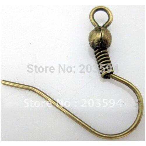 1000Pcs 18MM Antiqued Bronze Ball & Spring Earring Hooks