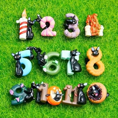 12pcs/set 2-3.2cm Classic Black JiJi Cat Kikis Delivery Service Collectible DIY Gift Mini Decoration Model Colorful Figure Toys