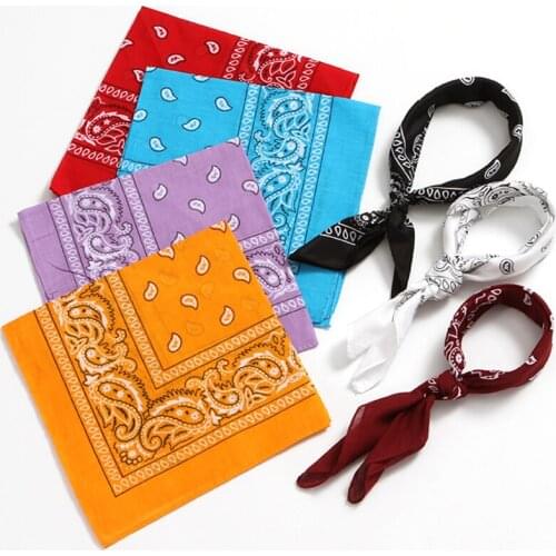 55*55cm 100% Cotton Blend Hip Hop Bandana Headwear Hair Band Scarf Neck Wrist Wrap Band Magic Head Square Scarf Women/Men Punk