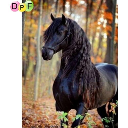 DPF Diy Diamond Painting Cross Stitch "Animal horse" Full Square/Round Drill Picture Diamond Embroidery Mosaic Home Decor Art