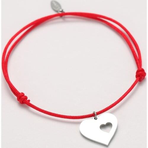 Heart bracelet men Custom women Personalized Engraving crown star cross Custom letter Stainless Steel red black rope bracelet