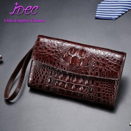 Brand handmade High-end mens clutch bag real crocodile skin long style businese men wallet
