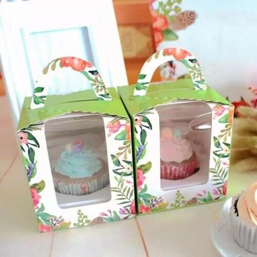 Paper Candy Boxes Portable Window Mini Biscuit Cupcake Packaging Box for Baby Shower Party Kids Gift Bag Birthday Wedding Decor