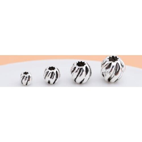 10PCS S925 sterling silver beads loose beads twisted beads watermelon beads beads beads creative handmade materials Thai silver