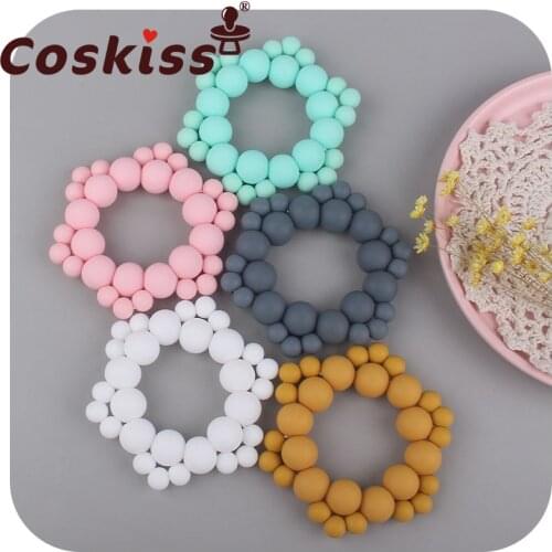Coskiss 1pcs Baby Teether Gym Play Toy Silicone Beads Teething Bracelet Pendant Food Grade Montessori Baby Products Toys