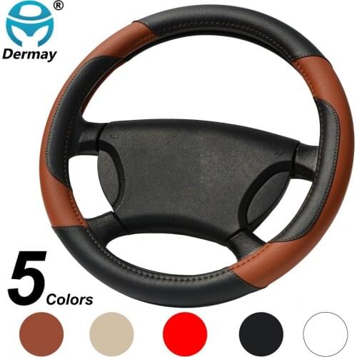 DERMAY Car Steering Wheel Cover Micro Fiber Leather M size For Kia ford vw peugeot lada skoda etc. Outer Diam 37-38.5cm wheel