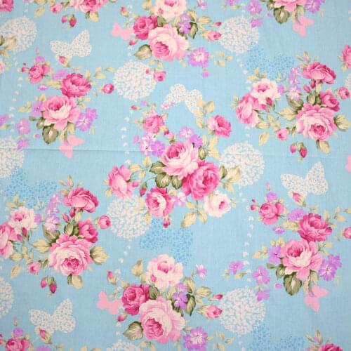 Hot Sale roses flowers 100% cotton fabric ,Cotton Fabric Tissu Costura Pastoral Floral Sewing Patchwork Cloth Fabrics Doll Cloth