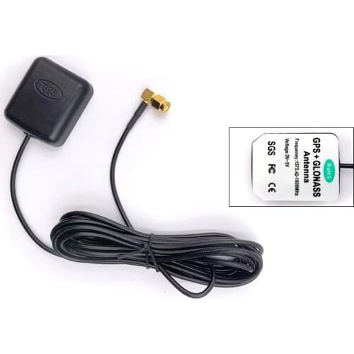 GPS+Glonass antenna external car navigation satellite signal strong positioning tracker SMA elbow male needle RG174 3M cable