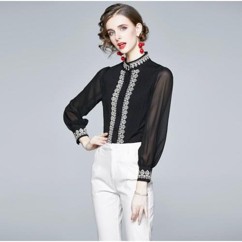 JSXDHK Stand-up Collar Blouses