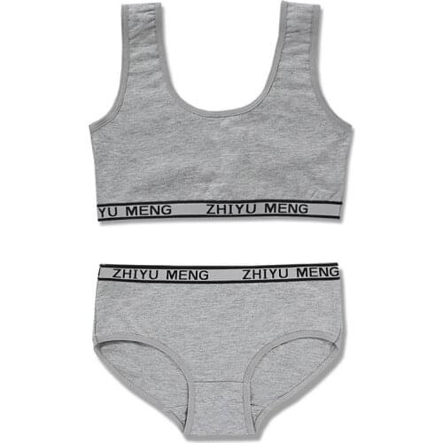 Training Bra Set Girls Vest Student Puberty Children Kids Underwear Set 8-14Y