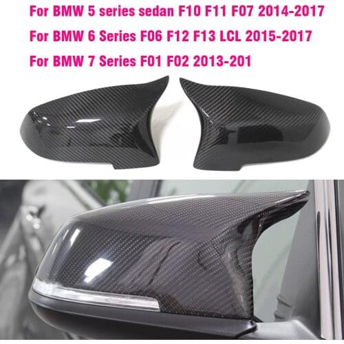 Rearview Mirror Covers for Bmw 5 Series F10 F11 Lci 2014-2017 Caps Replacement Side Rear-View Carbon Fiber Gloss Black