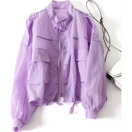 Jackets Women Summer Chic Sun Protection Loose Temperament Stylish Femme Outwear 2021 Long Sleeve Korean Leisure Woman Coats