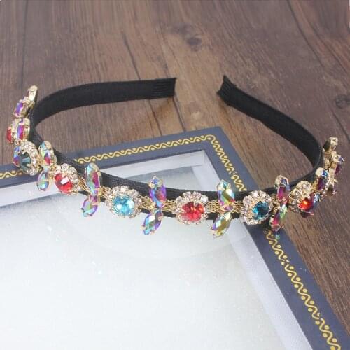 Fashion New Luxurious Korean Hair Accessories Wide Colorful Crystal Diamante Hairbands Rhinestone Headbands For Women Jewelry