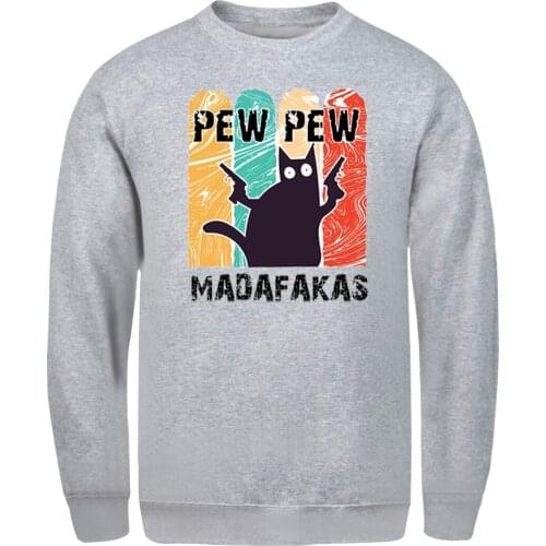 Pew Madafaka Cat Mens Sweatshirt Long Sleeve Male Hoodie Hipster Standard Mans Clothing Comfortable Winter Sudaderas Masculino