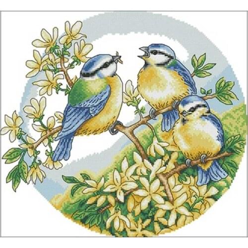 Mother bird feeding insects counted 11CT 14CT 18CT Cross Stitch Set DIY Cross-stitch Kits Embroidery Needlework Home Decor