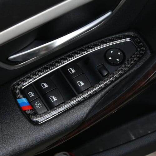 Carbon fiber Car Door Window Button Panel Cover Handle Bowl Trim Sticker For BMW 3 4 Series 3GT F30 F31 F32 F34 F36 Accessories