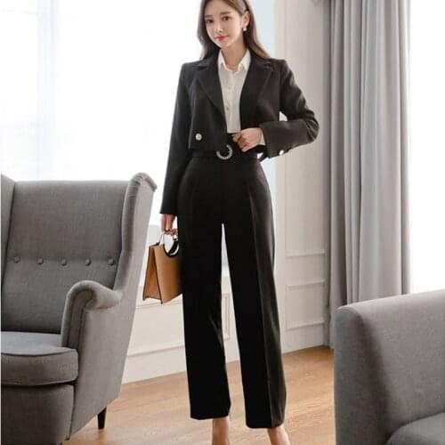 2020 autumn women suits jacket coat outerwear high waist costume blazer set pants suit office ladies plus size two piece