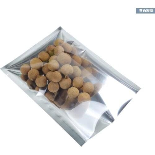 Open Top Silver Aluminum Foil Clear Plastic Packaging Bags Heat Seal Vacuum Pouches Bag Food Storage Pack Mylar Bags