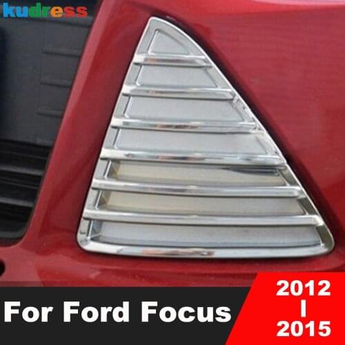Front Grill Decoration Cover Trim For Ford Focus 2012 2013 2014 2015 Chrome Head Grille Triangle Frame Car Styling Accessories