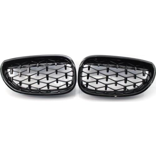 Fit For BMW E60 2003-2009 5 Series Gloss Black Diamond Meteor Front Kidney Grill