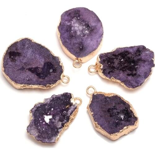 Natural Stone Amethysts Cluster Pendants Irregular Shape Exquisite Charms For jewelry making DIY necklace earring accessories