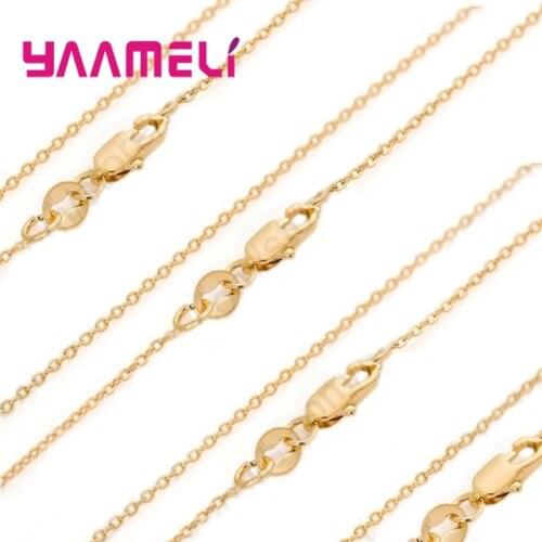 Popular Wholesale 50PCS Jewelry Necklace Set Solid Yellow Gold Filled Rolo Chains+Lobster Clasps+18KGF Tag For Pendant 16-30"