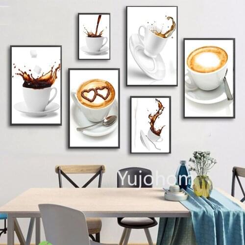 Nordic Chocolate Coffee White Cup Breakfast Wall Art Poster and Prints Delicious Food Canvas Painting On The Wall for Kitchen