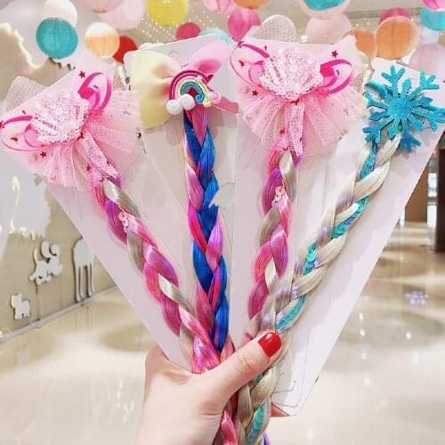 Fashion style Children Colorful Twist Hairbands for Girls Mermaid Bowknot Scrunchie Hair Tie Kids Long Braid Pigtails Headband