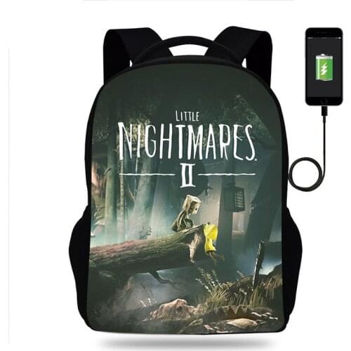 Little Nightmares Game USB Charging Backpack Bag Unisex Women Men Laptop Backpack School Daily Travel Bags for Boys Girls