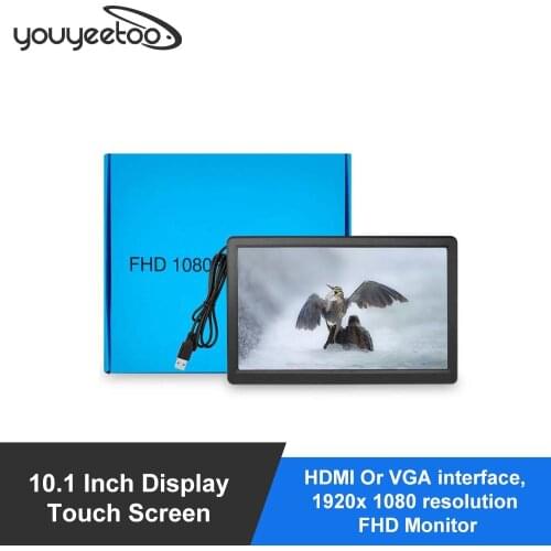 10.1 inch LCD touch screen (Adaptation: Tinker Board & Raspberry Pi) , HDMI Or VGA interface, 1920x 1080 resolution FHD Monitor