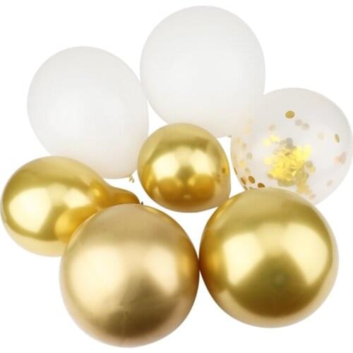 White Gold Balloon Garland Arch Kit Gold Dot Chrome Metallic Latex Ballon Wedding Birthday Party Decor