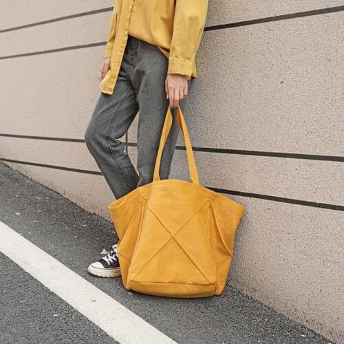 Solid color large capacity bags for women ins new canvas shoulder bag Eco Environmental reusable shopper tote bag unisex