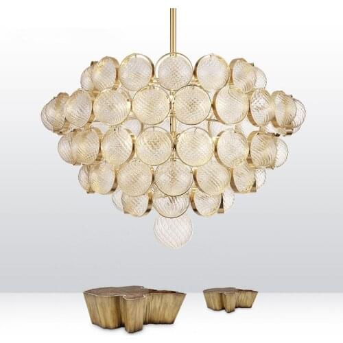 Post Modern Gold Luminarias Lustre Led Pendant Light Carved Glass Globes Pendant Lamp Indoor Lighting Fixtures Suspend Lamp
