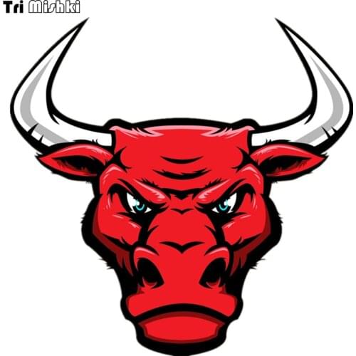 Tri Mishki WCS106 14*14cm Bull head red color animal car sticker funny colorful car stickers auto automobile decals