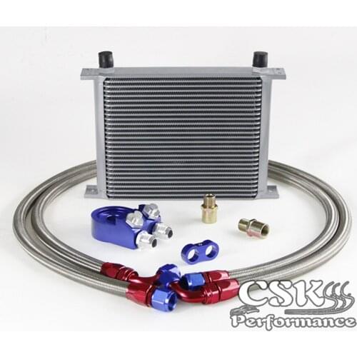 Universal 28 Row 10AN Oil Cooler + M20*1.5 & 3/4*16 UNF Filter Adapter Hose Kit