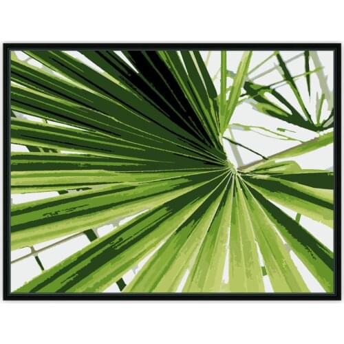 Sun Palm Leaf Paint by Numbers Kit for Adults Beginners, Acrylic Painting Oil Paint on Floater Framed Canvas, DIY Paint Numbers