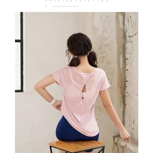 S-XL Sports Shirts Women Yoga Short Sleeve T-Shirts Mesh Patchwork Breathable Quick-Dry Tops Female Sportswear Fitness Overall