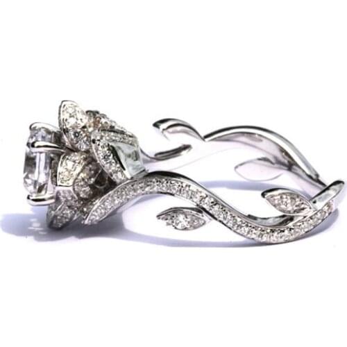 Size 5,6,7,8,9,10 silver ring color Suitable For european style simple women wedding blooming art work ring