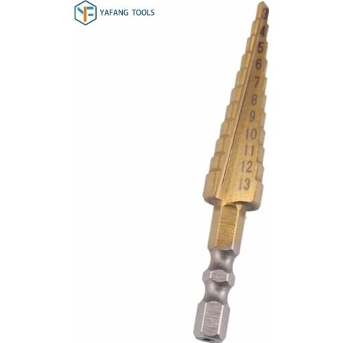 1pcs 3-13mm HSS Straight Groove Step Drill Bit Titanium Coated Wood Metal Plastic Hole Cutter Hex Core Drill Bit