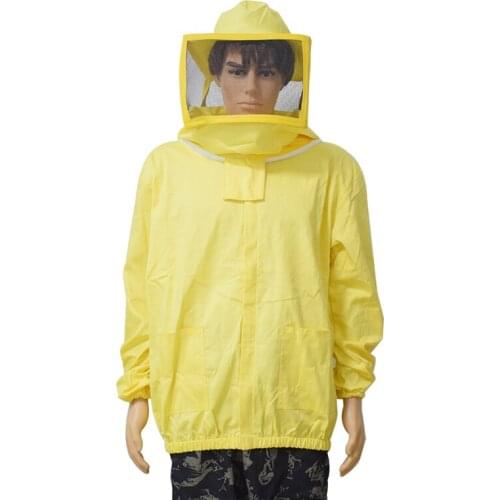 100% Cotton Beekeeping Jacket With Fencing Veil Yellow Beekeeper Protective Gear