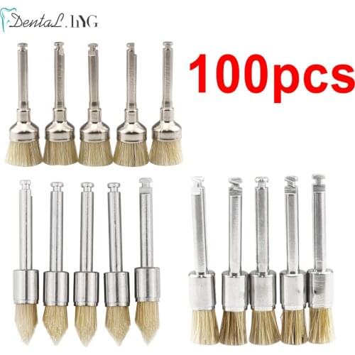 100pcs Brown Dental Polishing Brushes Quality Bristle Material Dental Polishing Prophy Brushes Brown Color Teeth Whitening Tools