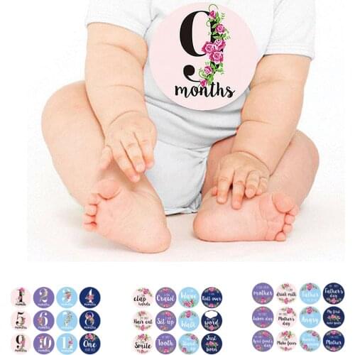 12PCS Month Sticker Baby Photography Milestone Memorial Monthly Newborn Kids Commemorative Card Number Photo Props Accessories