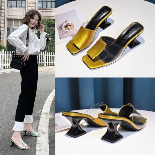 2020 new Summer Women Slippers High heels Sandals Fashion Candy colors Female Casual mixed colour Shoes silver slippers
