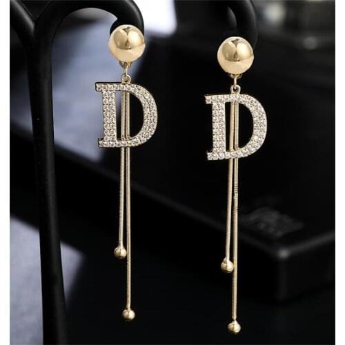 2021 New Crystal Head Portrait Rat Earrings Fashion Long Tassel Bowknot Zircon Womens Hanging Earrings Luxury Jewelry Gift