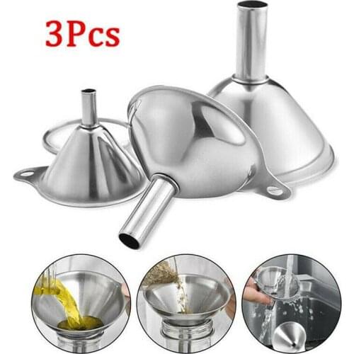 3PCS Stainless Steel Funnel Canning Detachable Strainer Filter Mini Oil Juice Funnel for Transferring Liquid Wide Hopper Filter